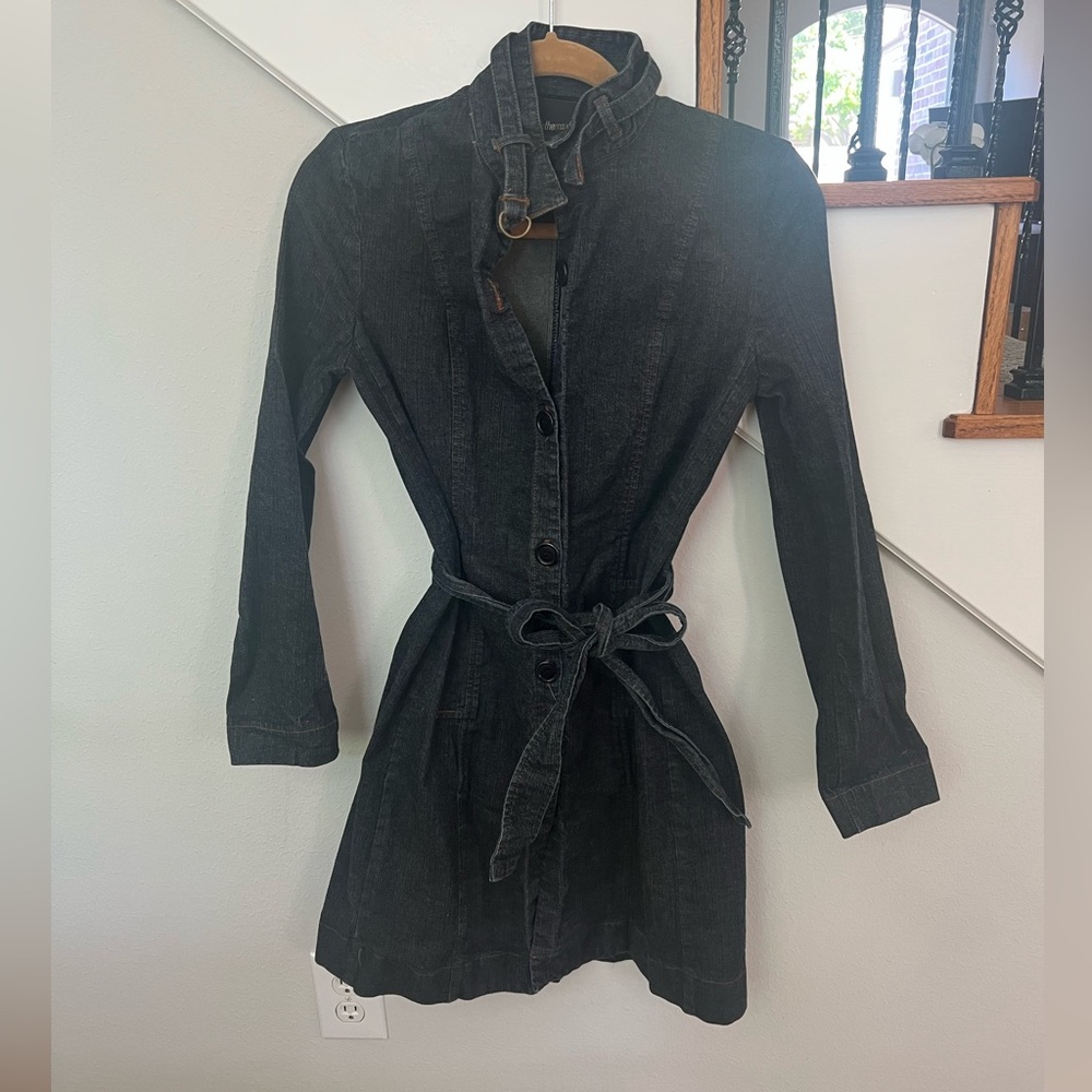 Dark blue Denim Belted coat. Can be worn as a dress.